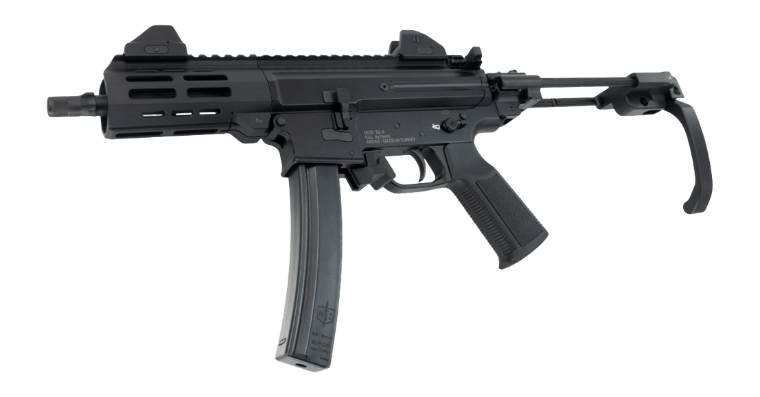 MAC 12755002 IX  9mm Luger 6.50" Black Anodized Threaded Barrel & Receiver w/Picatinny Rail, M-LOK Handguard, Black Polymer Tailhook Retractable Brace