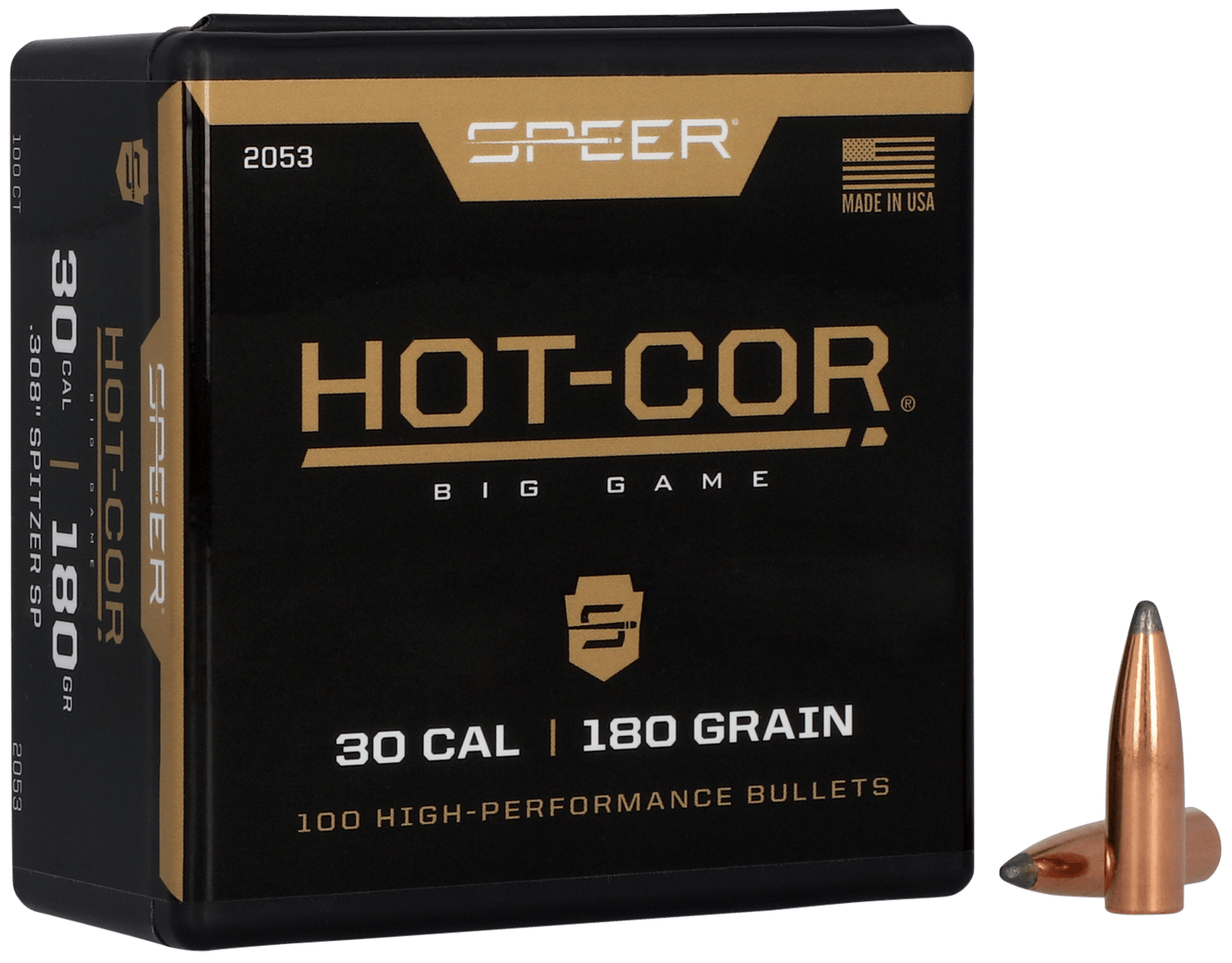 Speer 2053 Hot-Cor  30Cal 180gr Spitzer Soft Point 100 Per Box/5 Case