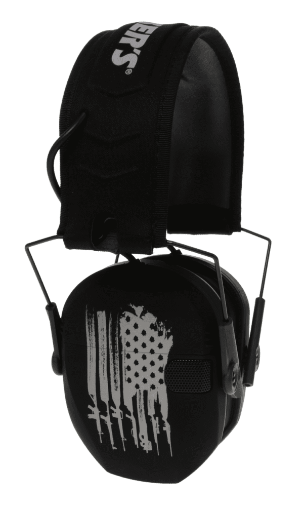 Walker's WPRSEMFSFLG Razor Slim Electronic Freedom Muff 23 dB Over the Head Black w/Distressed U.S Flag Polymer