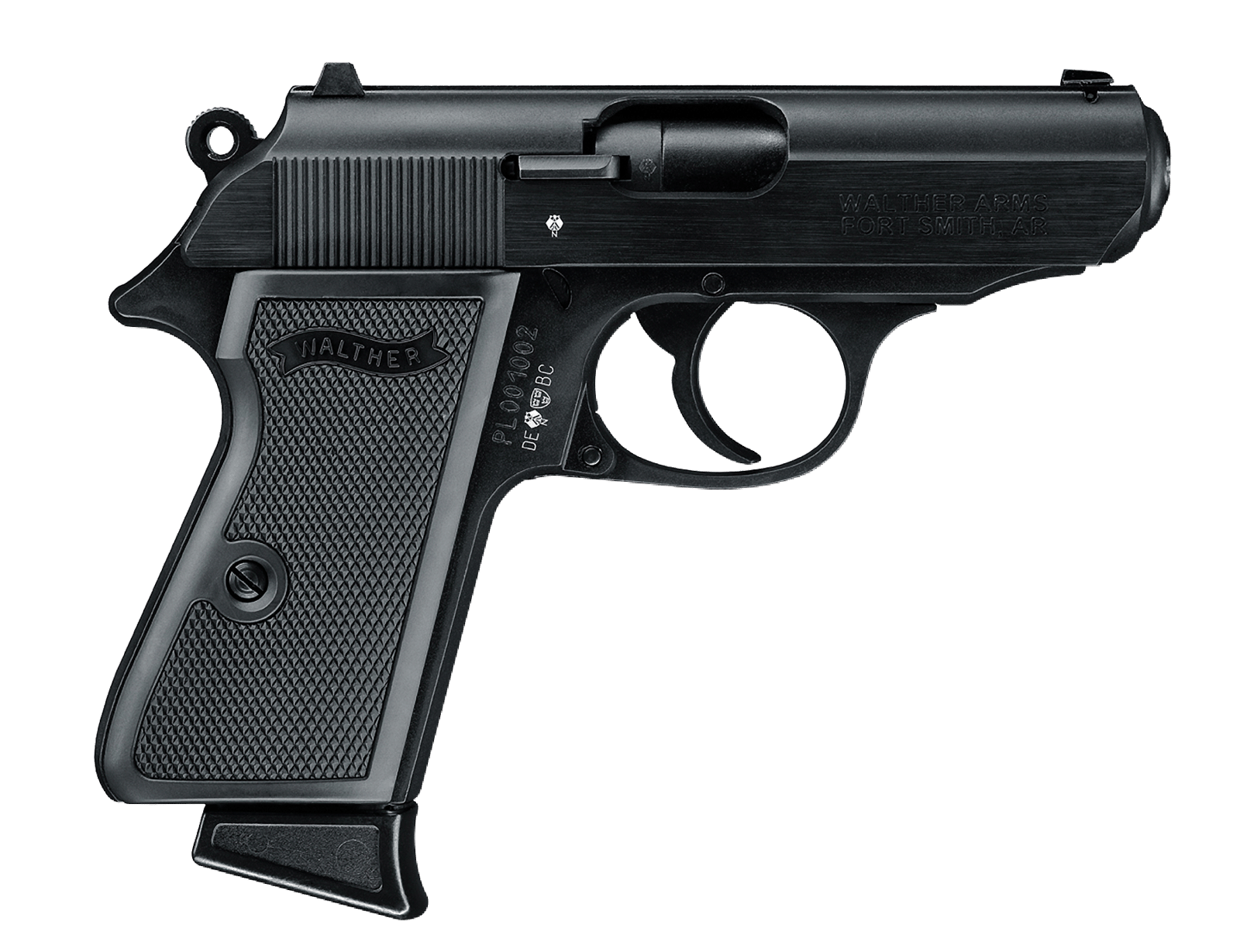Walther Arms 5030300 PPK/S  22 LR 10+1 3.30" Steel/Threaded Barrel Matte Black Tenifer Serrated/Steel Slide, Black Zinc Alloy Frame w/Beavertail, Black Checkered Polymer Grips
