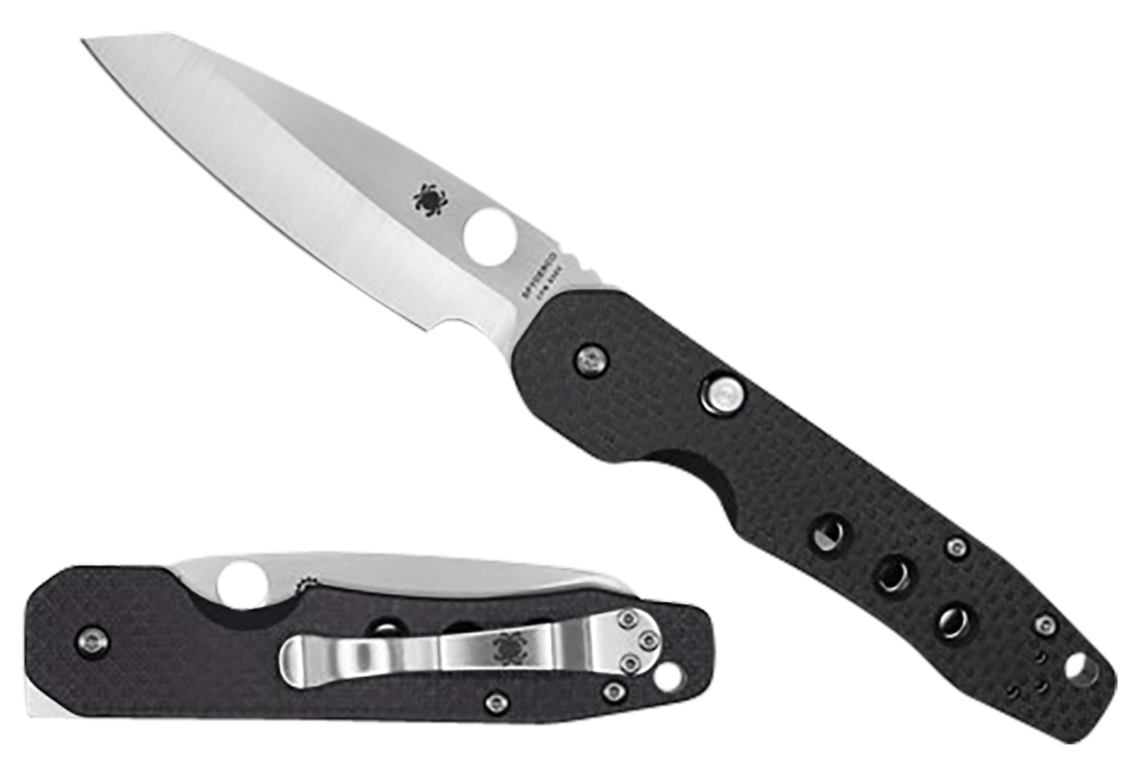 Spyderco C240CFP Smock  3.39" Folding Plain Stonewashed CPM S30V SS Blade/Black Textured Carbon Fiber/G10 Handle