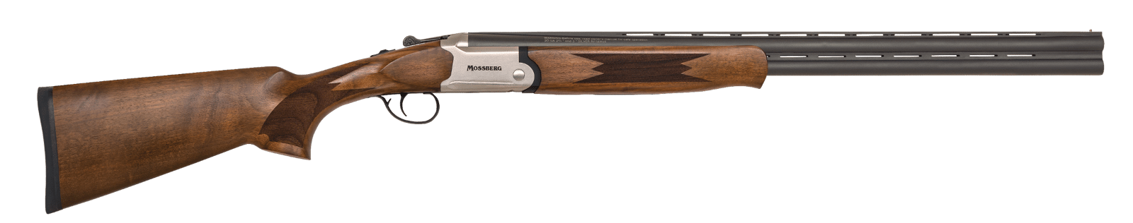 Mossberg 75475 Silver Reserve  Full Size 20 Gauge Break Open 3" 2rd 26" Matte Blued Over/Under Vent Rib Barrel, Satin Silver Stainless Steel Engraved Receiver, Fixed Black Walnut Stock, Right Hand