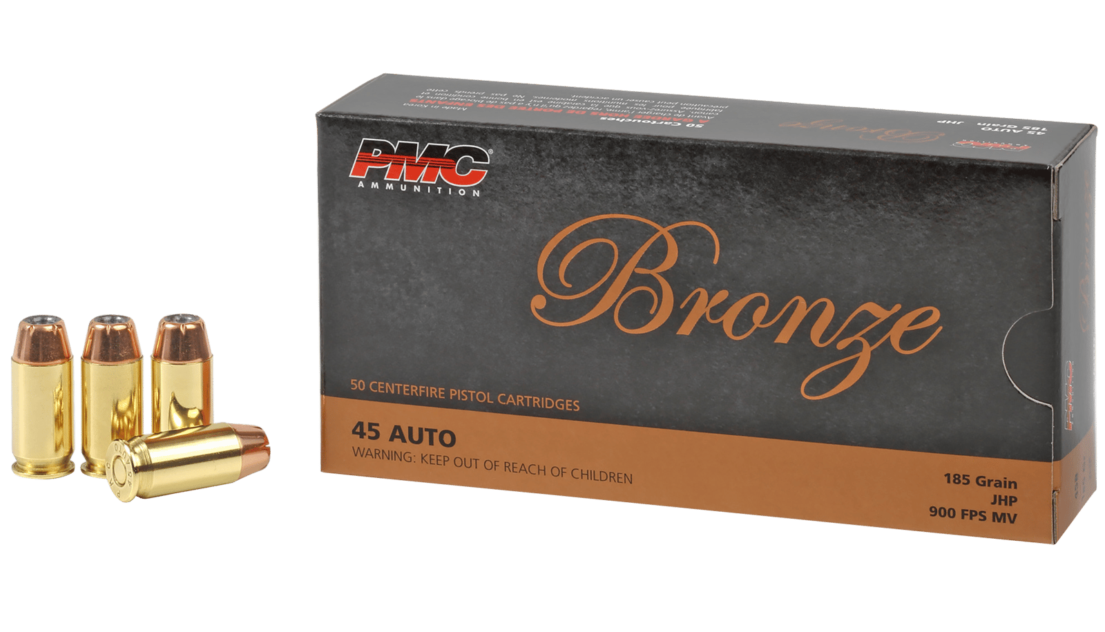 PMC 45B Bronze  45ACP 185gr Jacketed Hollow Point 50 Per Box/20 Case