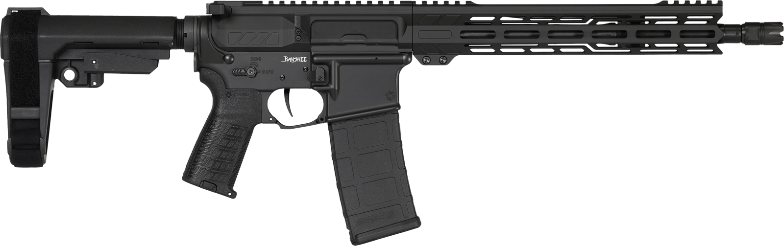 CMMG 55AC20AAB Banshee MK4 5.56x45mm 30+1 12.50" Black Nitride Medium Taper Threaded Barrel, EML 11" M-LOK Handguards, Black Armor Cerakote Aluminum Picatinny Rail Receiver, CMMG Zeroed Grips