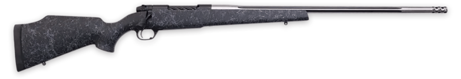 Weatherby MAM01N28NOR8B Mark V Accumark 28 Nosler 3+1 26" Threaded/Fluted Stainless Barrel, Graphite Black Rec, Gray Webbed Black Monte Carlo Stock, Accubrake Muzzle Brake, Adj. TriggerTech Trigger