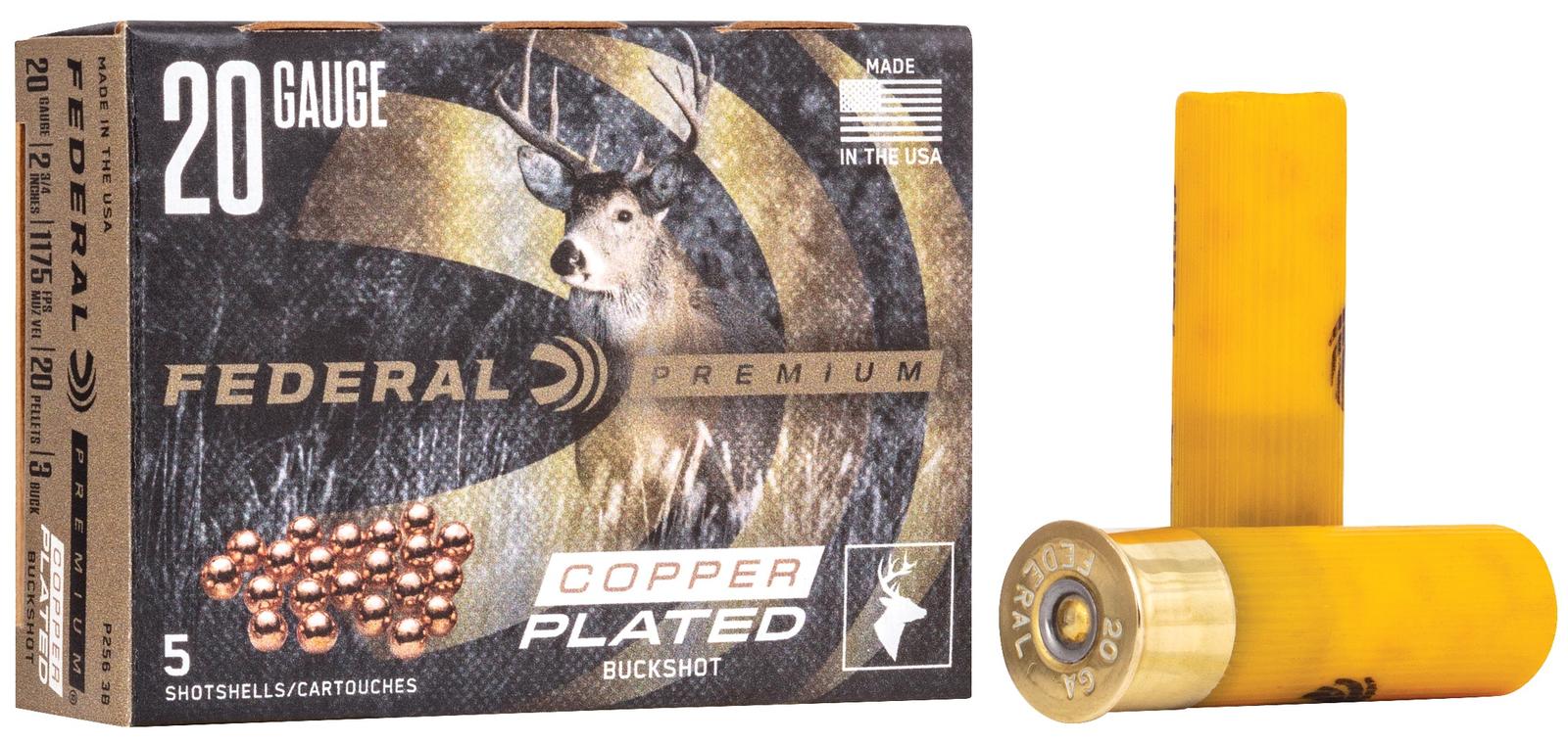 Federal P2563B Premium Magnum 20Gauge 2.75" 20Pellets 1 1/8oz 3BuckShot 5 Per Box/50 Case