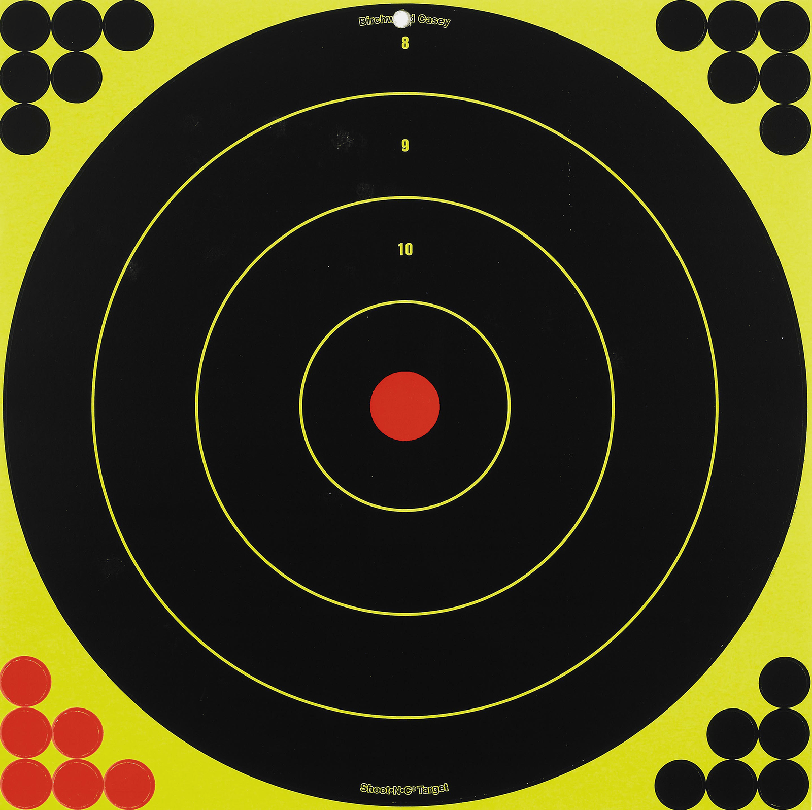 Birchwood Casey 34185 Shoot-N-C Reactive Target Self-Adhesive Paper Black/Yellow/Red 17.25" Bullseye 5 Pack
