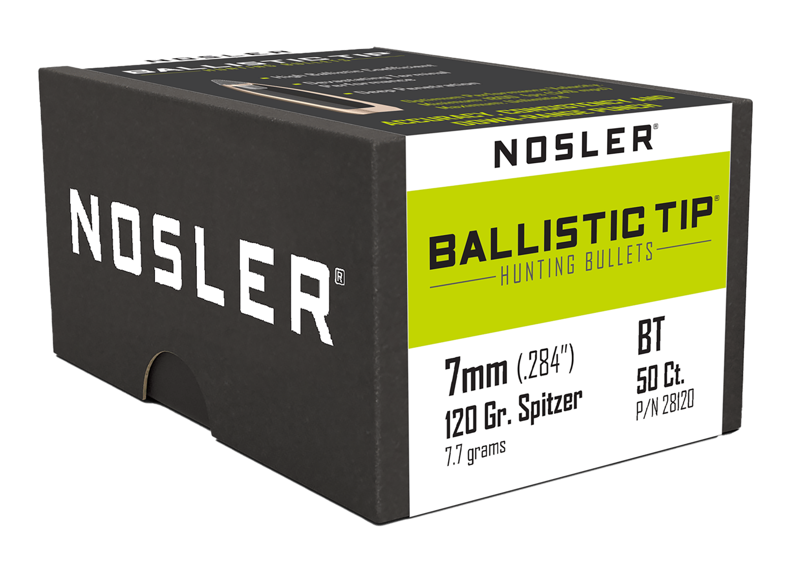 Nosler 28120 Ballistic Tip  7mm 120gr Spitzer 50/Box