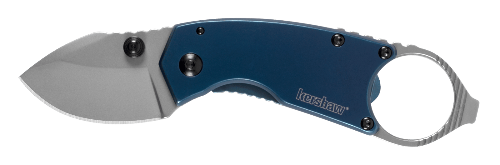 Kershaw 8710 Antic  1.70" Folding Drop Point Plain Bead Blasted 8Cr13MoV SS Blade Blue PVD Stainless Steel Handle Includes Pocket Clip