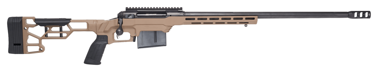 Savage Arms 57694 110 Precision 6.5 PRC 7+1 24", Matte Black Rec/Barrel, Flat Dark Earth Cerakote MDT LSS XL Chassis, Polymer Grip