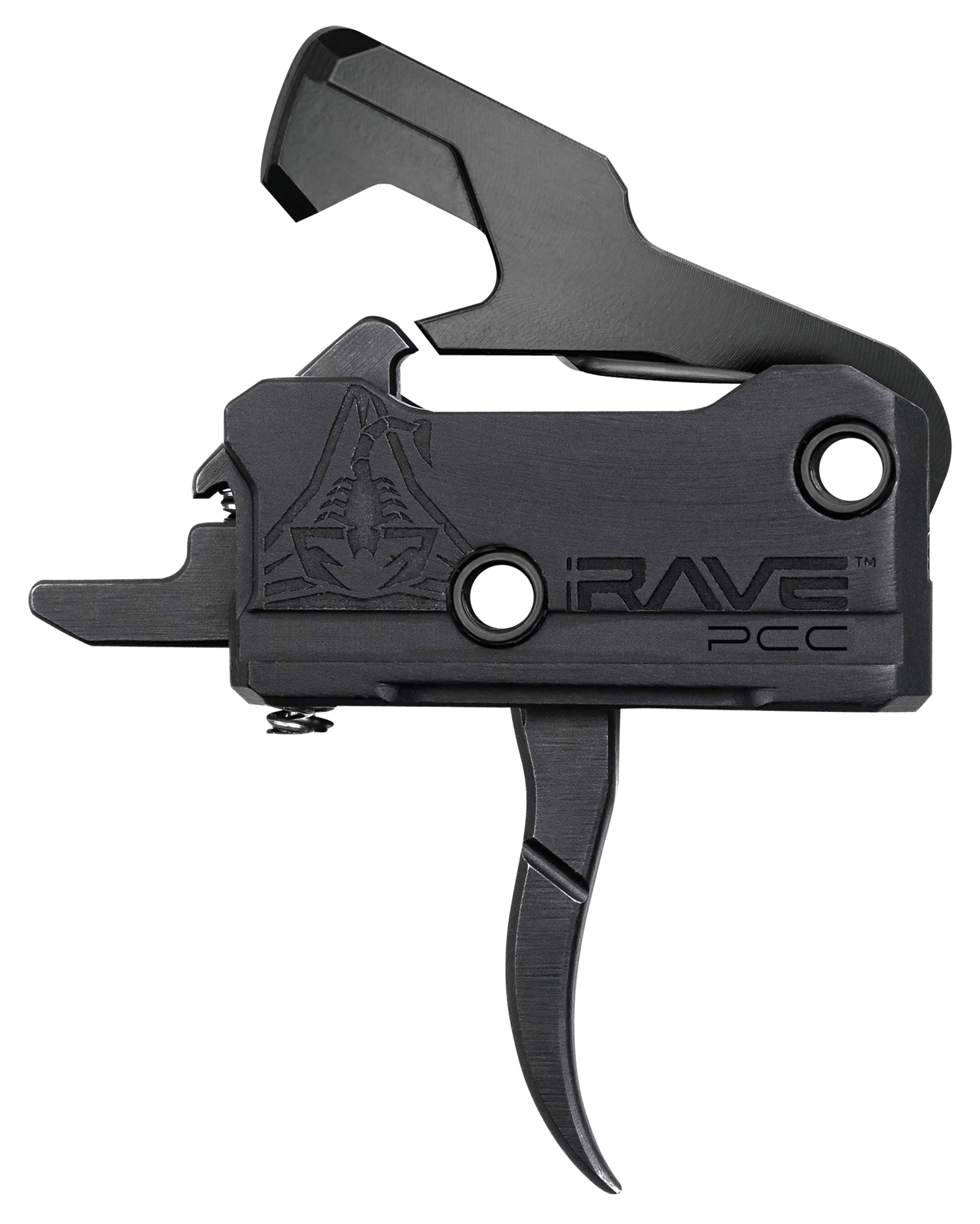 Rise Armament T017PCCBLK Rave Pistol Caliber Carbine Single-Stage Curved Trigger with 3.50 lbs Draw Weight & Black Nitride Finish for AR-Platform