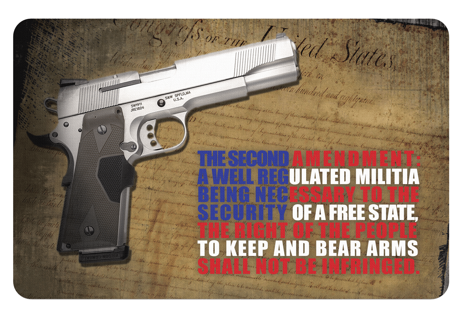 TekMat TEKR172AMEND Right To Bear Arms Cleaning Mat Multi-Color Rubber 11"x17" 2nd Amendment