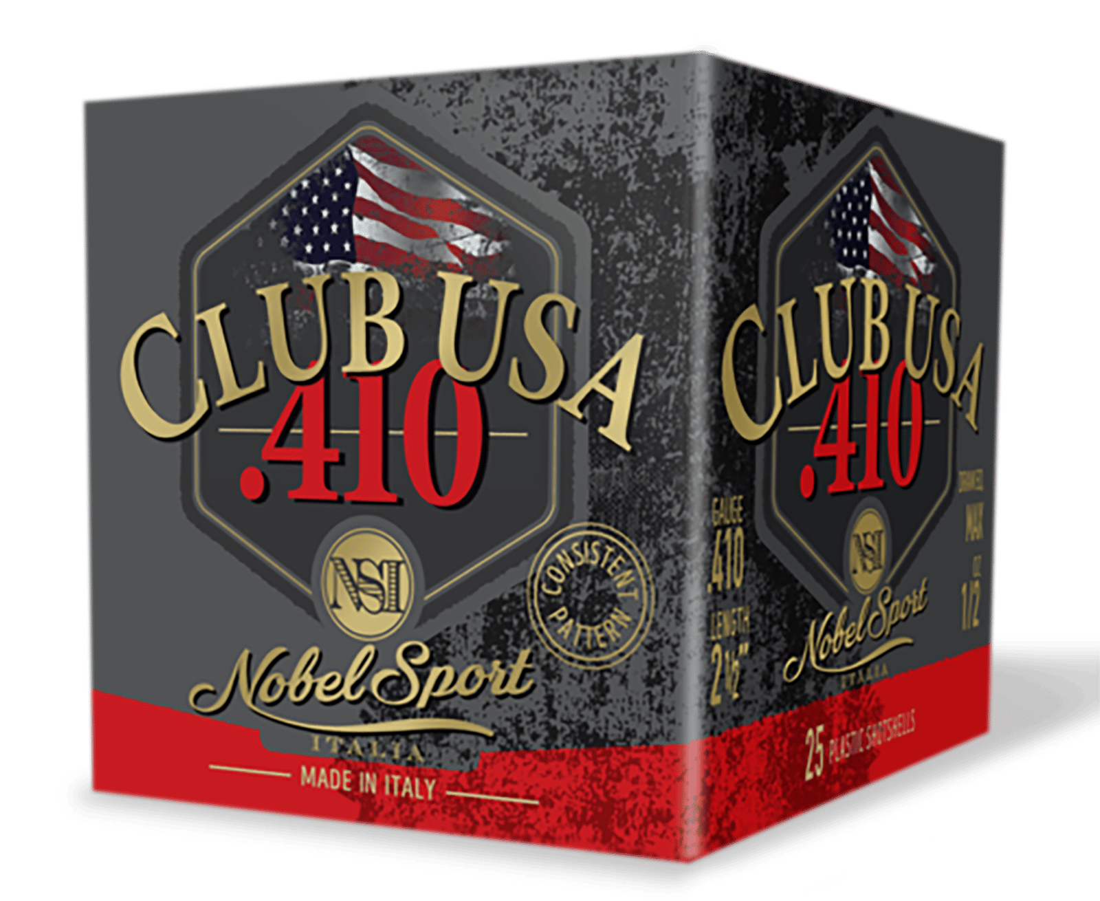 Nobel/eurosports Llc ANS4128  Club USA 410Gauge 2.50" 1/2oz 8Shot 25 Per Box/10 Case