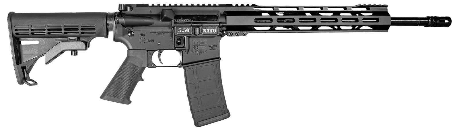 Diamondback DB175AK003 DB15  5.56 NATO 30+1 Black Nitride Black Hardcoat Anodize Aluminum Receiver, 12" M-LOK Handguard, Black A2 Grip