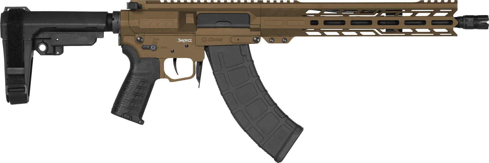 CMMG 76AB60AMB Banshee MK47 7.62x39mm 30+1 12.50" Black Nitride Medium Taper Threaded Barrel, EML 11" M-LOK Handguards, Midnight Bronze Cerakote Aluminum Picatinny Rail Receiver, CMMG Zeroed Grips