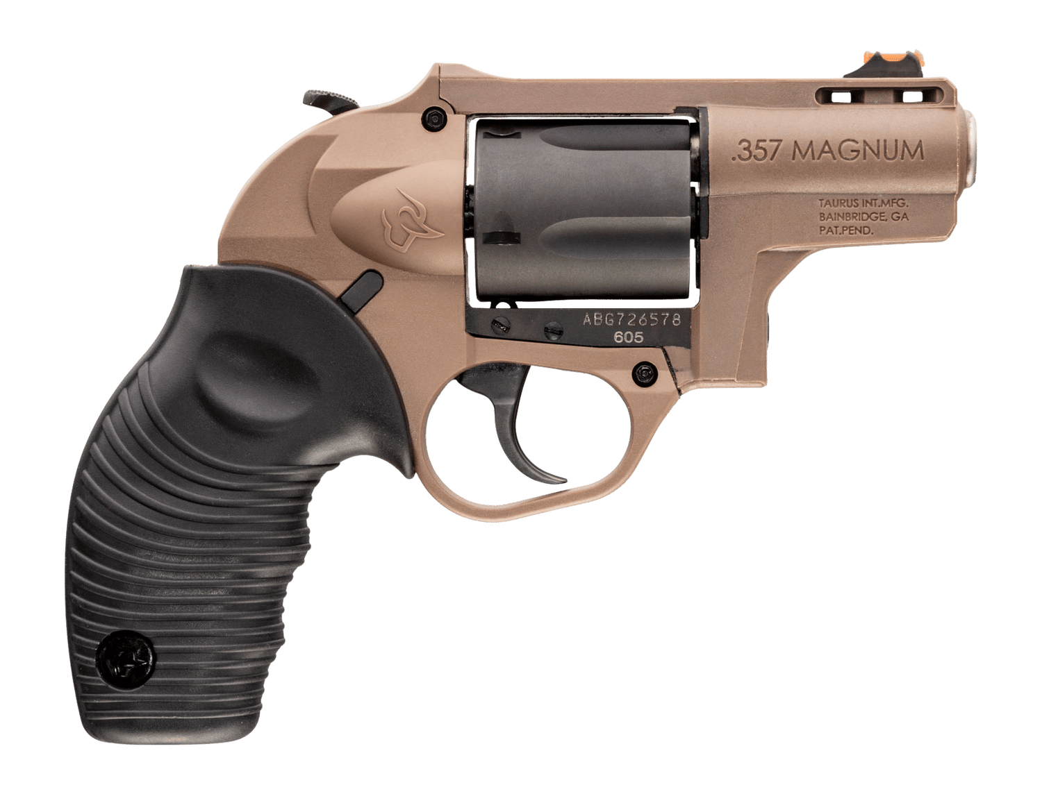 Taurus 2-605021B 605 Poly Protector Small 357 Mag/38 Special +P 5 Shot 2" Brown Polymer Stainless Steel Barrel, Matte Black Oxide Cylinder, Brown Polymer Alloy Steel Frame, Black Ridged Rubber Grip, T