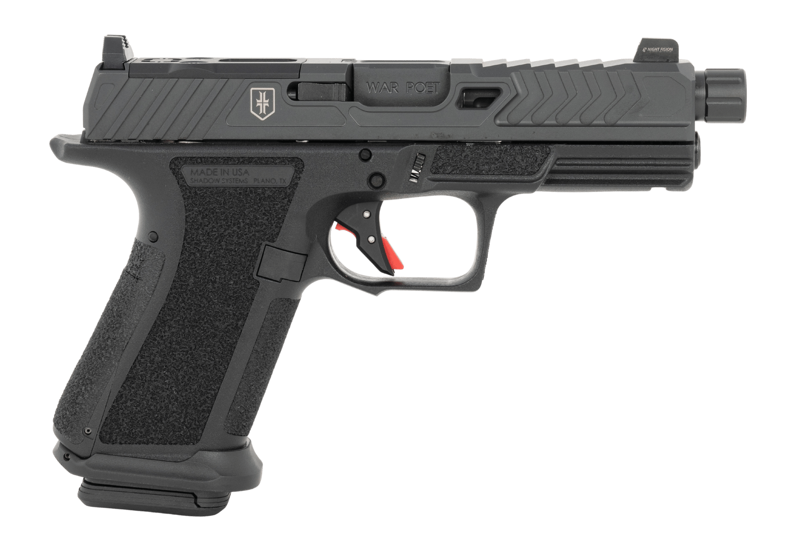 Shadow Systems SS-1075-B MR920 War Poet 9mm Luger 15+1, 5" Black Nitride Match Grade/Spiral Fluted/Threaded Barrel & Optic Cut/Serrated/Window Cut Stainless Steel Slide, Polymer Frame w/Beavertail & P