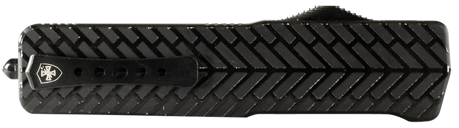 Templar Knife LAHBG52 Premium LW  Large 3.55" OTF Tanto Part Serrated Black Oxide Stonewashed D2 Steel Blade, 5.25" Black Herringbone Aluminum Handle