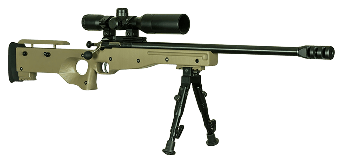Crickett KSA2157 Precision Complete Package Youth 22 WMR 1rd 16.12" Threaded Bull Barrel w/Muzzle Brake, Thumbhole FDE Synthetic Stock w/Adjustable Cheek Comb, 10 3/8"-11 1/8" LOP, Includes 4x28 Comba