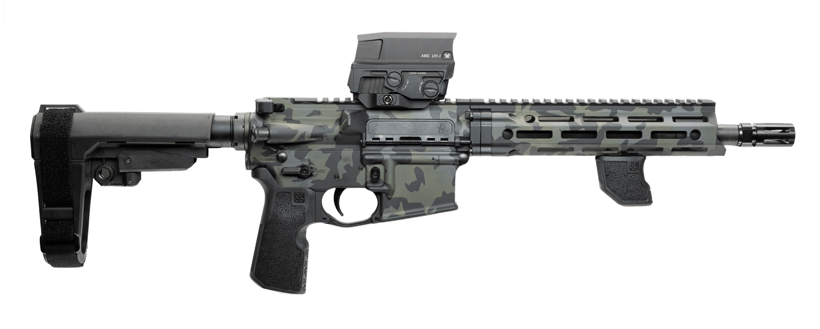 Cnc Firearms CNCDDMCD Daniel Defense DDM4 V7P Sports South Exclusive 5.56 NATO 30+1 10.30" Black Phosphate Threaded Barrel, Dark Multicam Aluminum Receiver w/Picatinny Rail, SBA3 Pistol Stabilizing Br