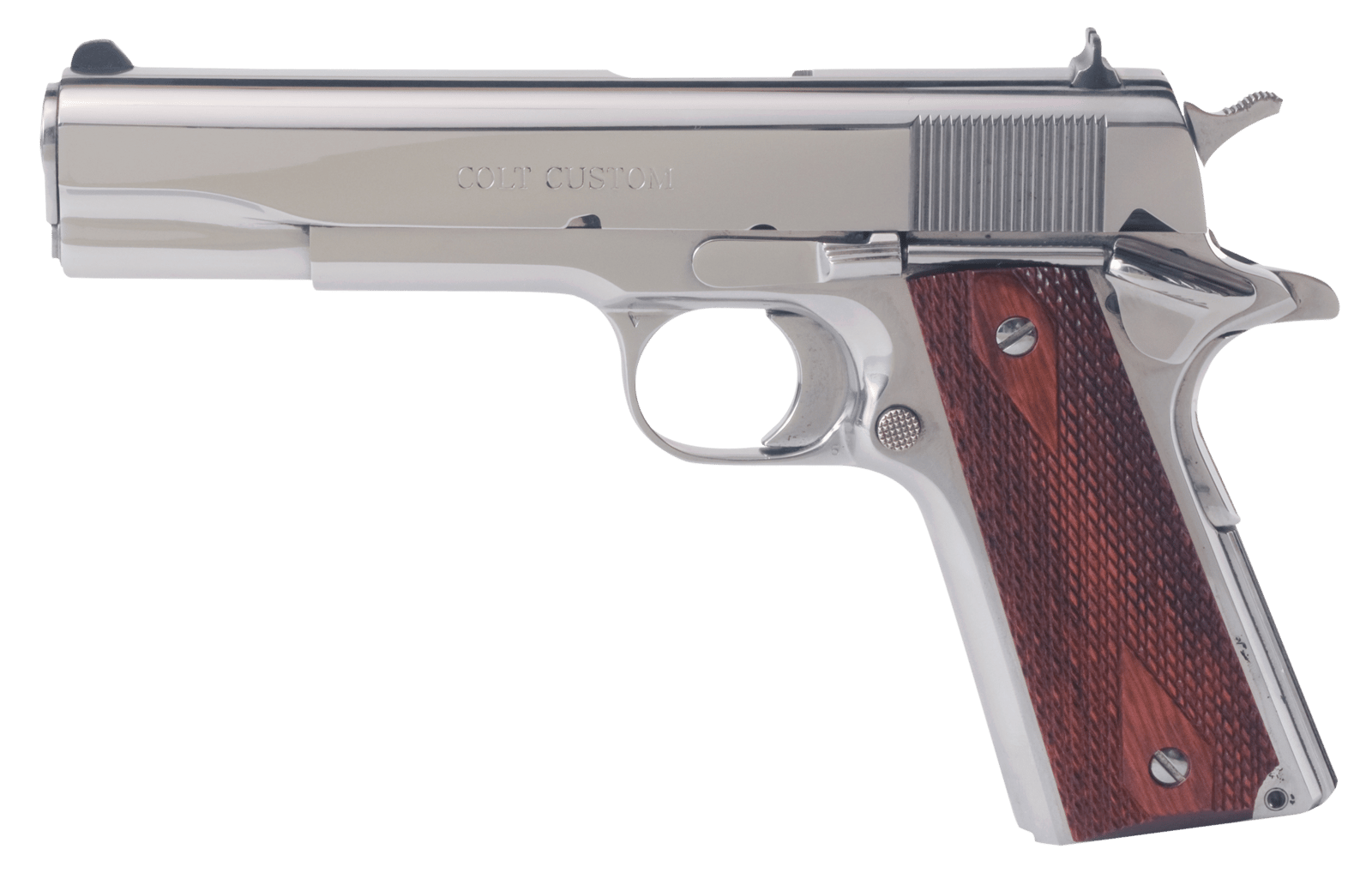 Colt Mfg O1070BSTS 1911 Government 45 ACP 7+1 5" Stainless National Match Barrel, Serrated Slide & Frame w/Beavertail, Redwood Grip