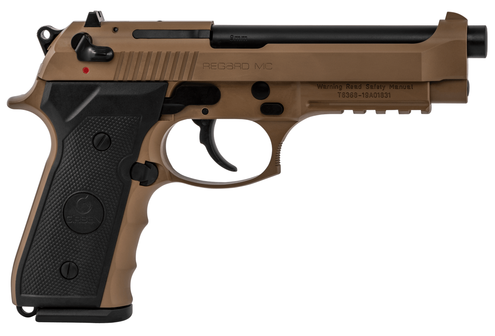 Girsan 390084 Regard MC 9mm Luger Caliber with 4.90" Barrel, 18+1 Capacity, Overall Flat Dark Earth Finish, Aluminum Picatinny Rail Frame, Serrated Steel Slide & Finger Grooved Black Polymer Grip