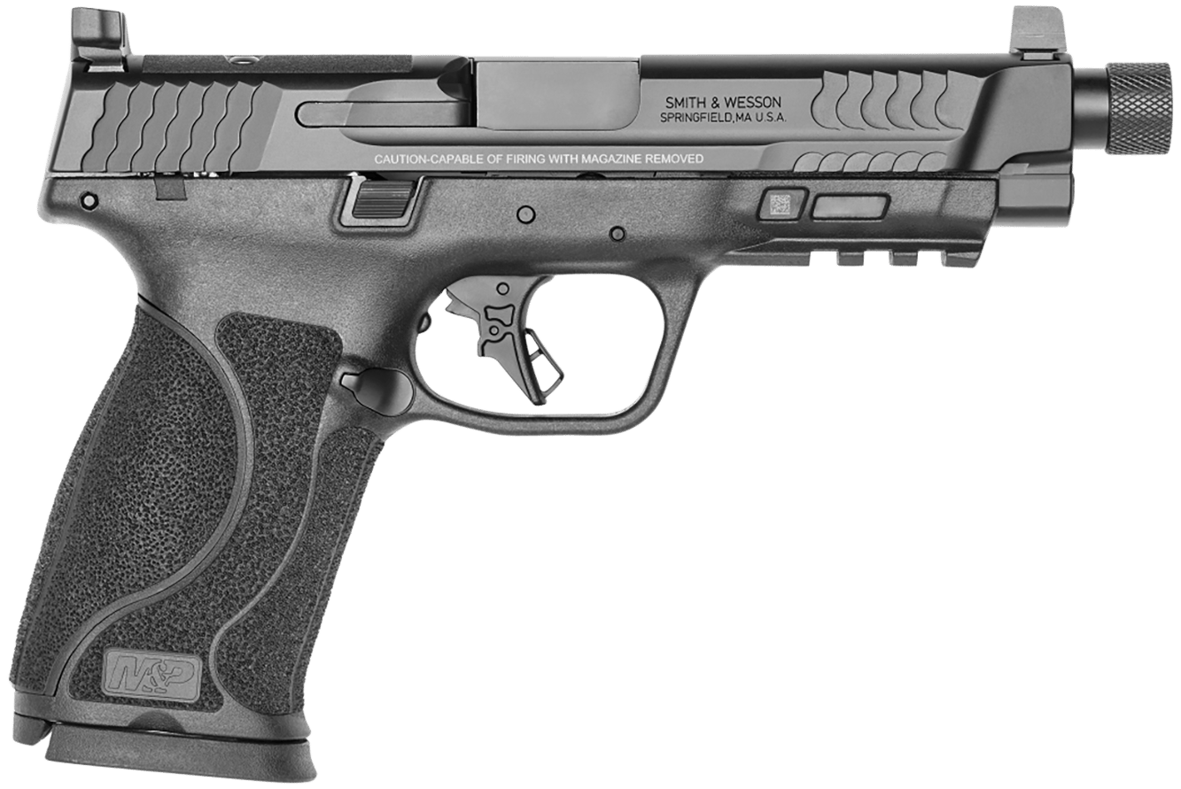 Smith & Wesson 13586 M&P M2.0  Full Size 45 ACP 10+1, 5.12" Black Armornite Steel Threaded Barrel & Optic Ready/Serrated Slide, Matte Black Polymer Frame w/Picatinny Rail