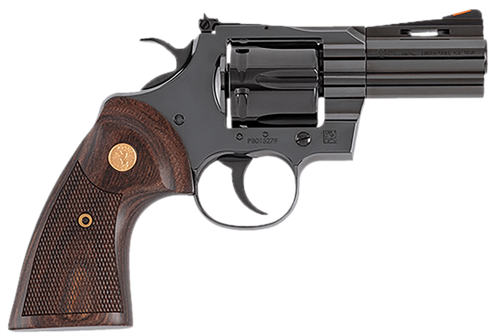 Colt Mfg PYTHONBP3WTS Python  357 Mag/38 Special 6 Shot 3" Blued Carbon Steel Vent Rib Barrel, Cylinder & Frame, Wood Grip, Exposed Hammer