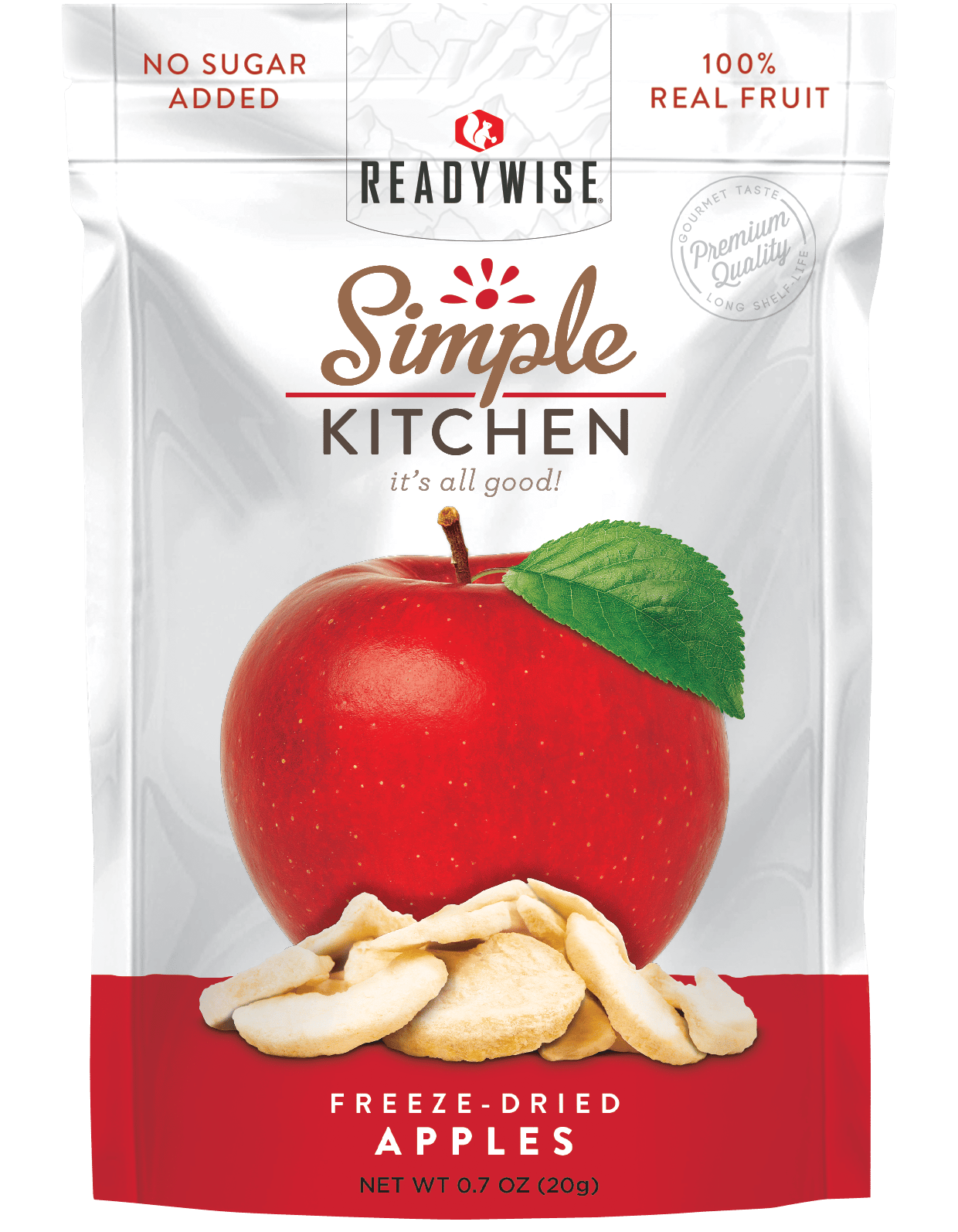 ReadyWise SK05910 Simple Kitchen Freeze Dried Fruit Sweet Apples 1 Serving Pouch 6 Per Case