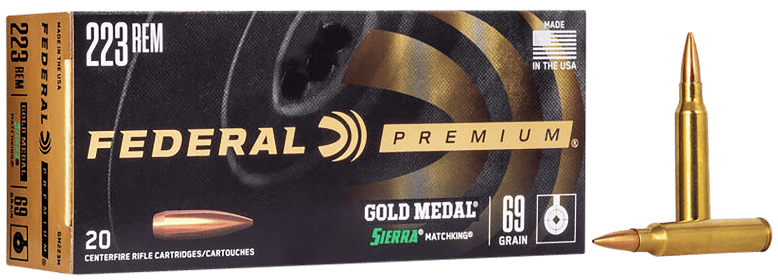 Federal GM3006M Premium Gold Medal 30-06Springfield 168gr Sierra MatchKing BTHP 20 Per Box/10 Case