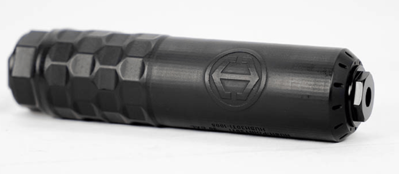 HUSH-POINT 30 SUPPRESSOR .30 CAL INCONEL FLOW-THRU, DT/HUB, 1/2X28 & 5/8X24 CAPS, FULL-AUTO RATED