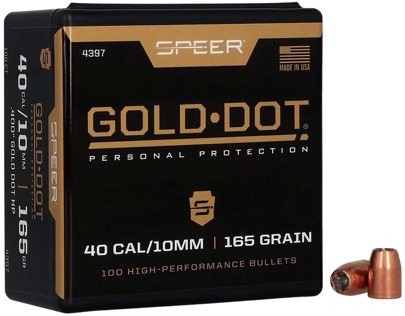 Speer 4397 Gold Dot Personal Protection 40 Caliber .400 165 GR Hollow Point 100 Box