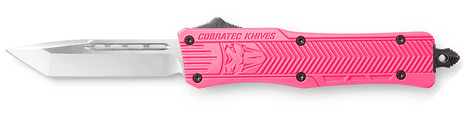 CobraTec Knives SPKCTK1STNS CTK-1  Small 2.75" OTF Tanto Plain D2 Steel Blade/Pink Aluminum Handle Features Glass Breaker Includes Pocket Clip