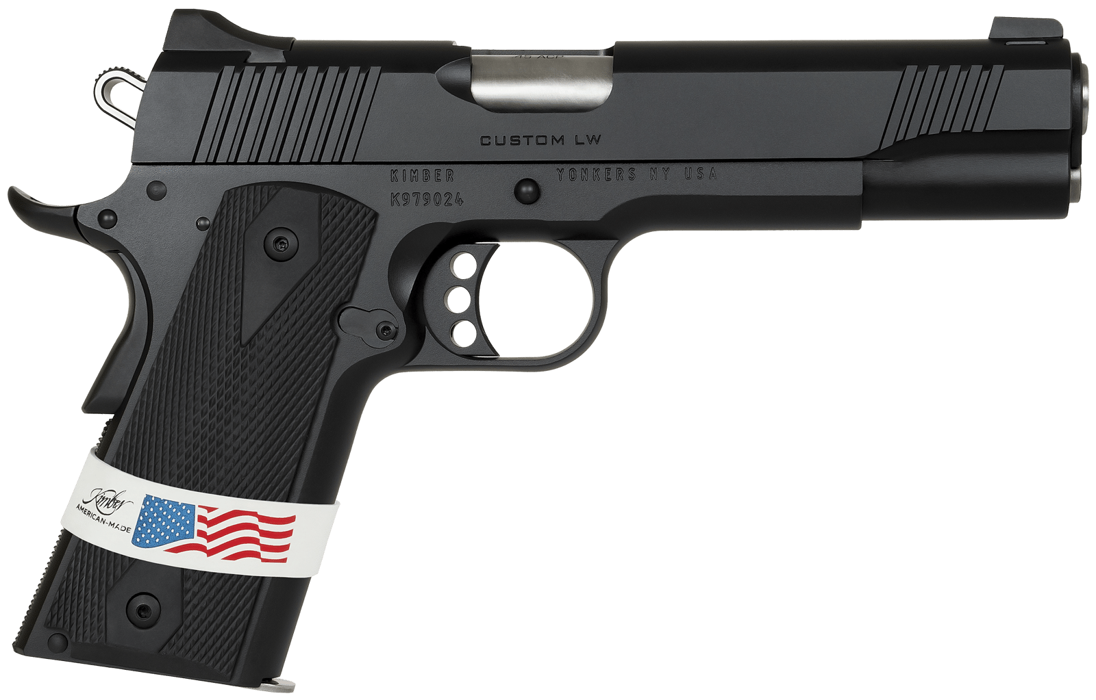 Kimber Mfg, Inc 3000500 Custom LW Liberty 45 ACP 7+1 5" Stainless Match Grade Barrel, KimPro Black Serrated Steel Slide, KimPro Black Aluminum Frame w/Beavertail, ANKA Grip