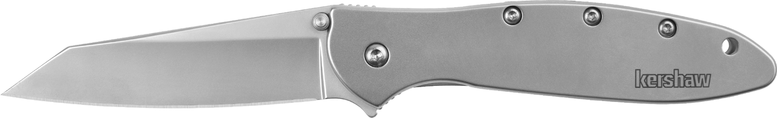 Kershaw 1660R Leek Random EDC 3" Folding Reverse Tanto Plain Bead Blasted 14C28N Steel Blade, Silver Stainless Steel Handle