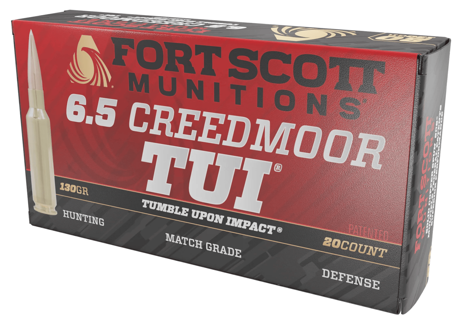 Fort Scott Munitions 65CM130SCV2 Tumble Upon Impact (TUI) Rifle 6.5Creedmoor 130gr Solid Copper Spun 20 Per Box/10 Case