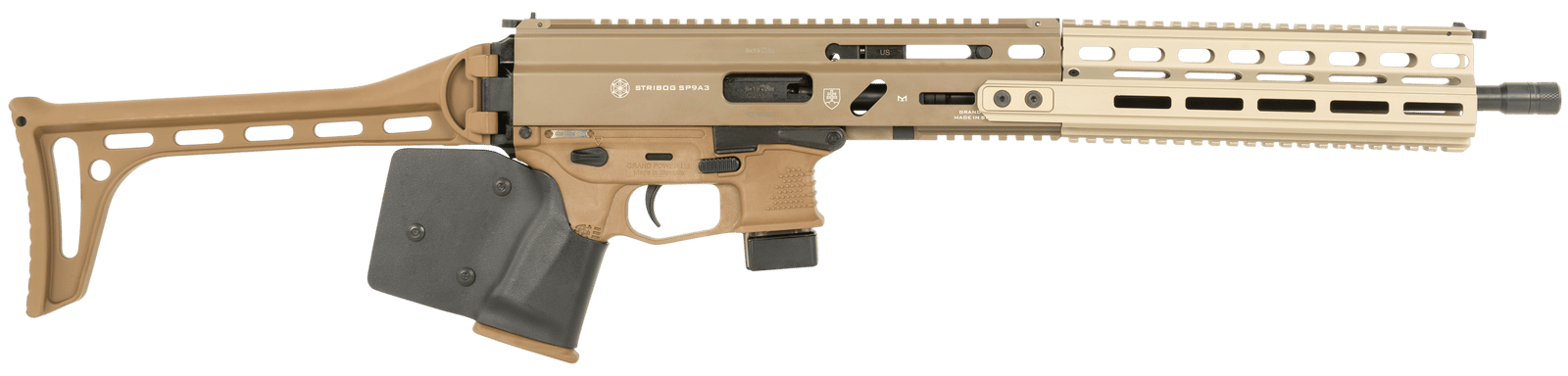Grand Power 810091158173 Stribog SP9A3 *CA Compliant 9mm Luger 10+1 16" Flat Dark Earth