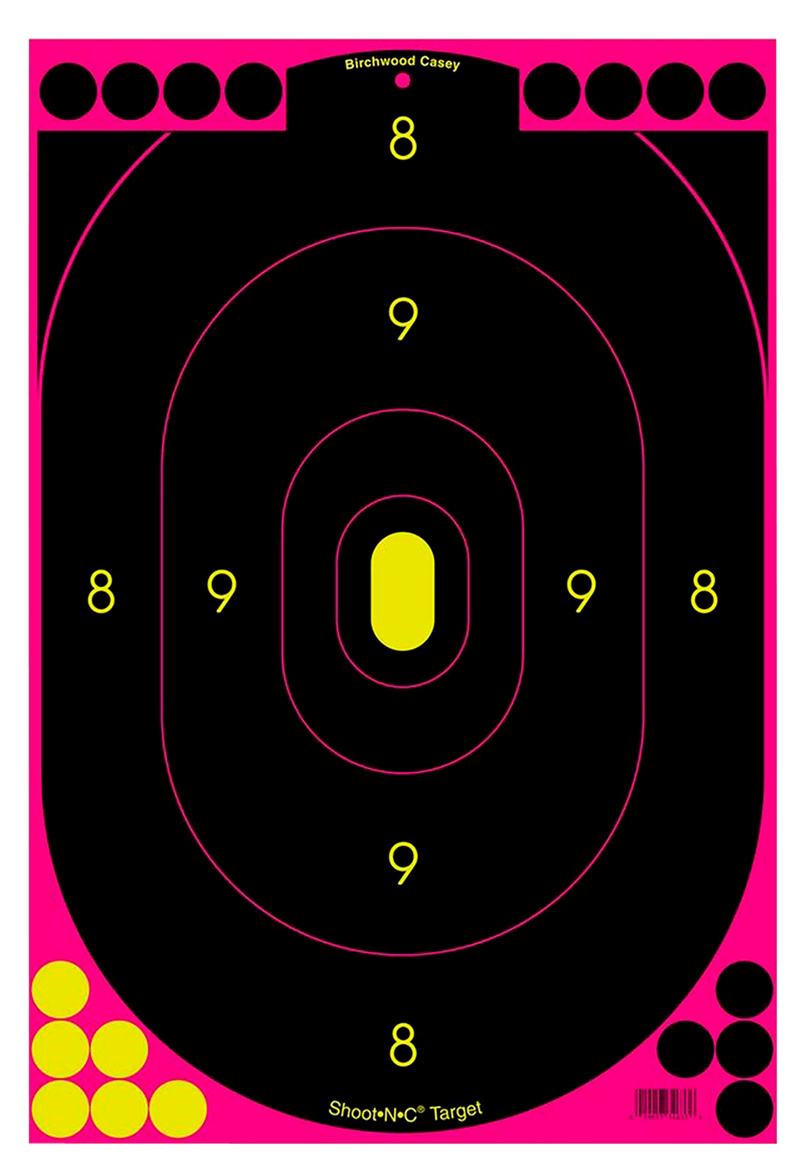 Birchwood Casey 34635 Shoot-N-C Reactive Target Self-Adhesive Paper Black/Pink 12"x18" Oval Silhouette 5 Pack