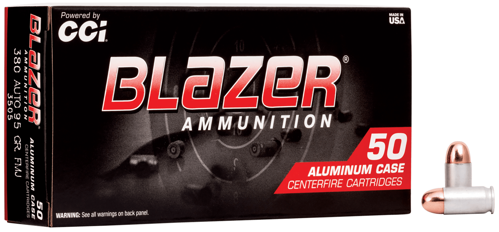 CCI 3505 Blazer Handgun 380ACP 95gr Full Metal Jacket 50 Per Box/20 Case