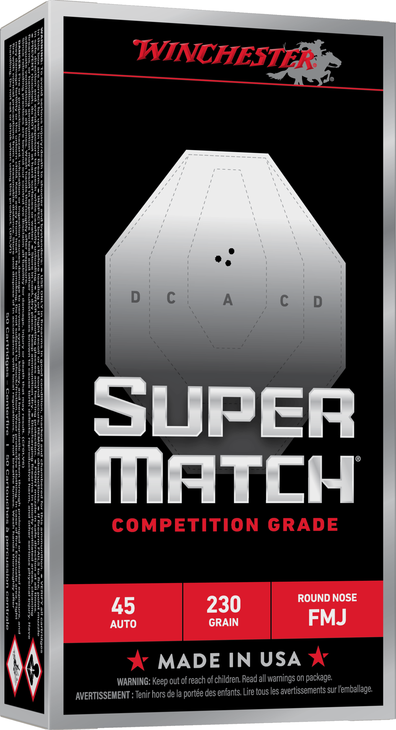 WIN SUPER MTCH 45ACP 230GR RN 50/500