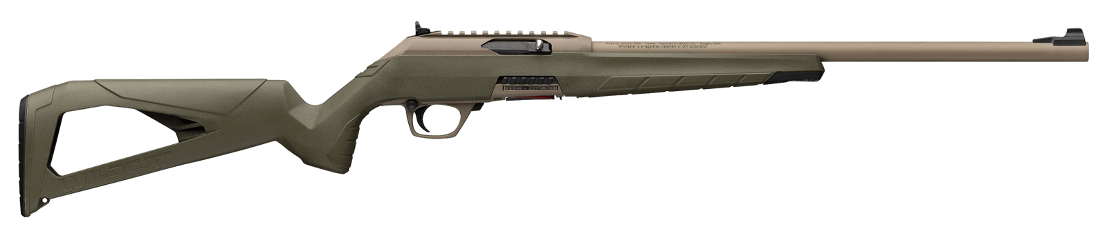 Winchester Repeating Arms 521158102 Wildcat SR 22 LR 10+1 16.50" Flat Dark Earth Button Rifled Barrel, Flat Dark Earth Picatinny Rail Polymer Receiver, Adj Cheek Piece & LOP OD Green Synthetic Stock