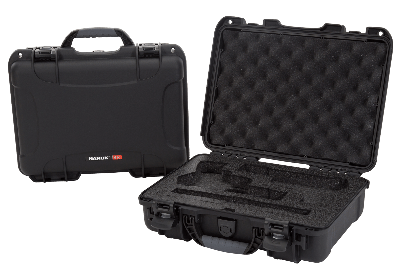 Nanuk 910CLASG1 910 Classic 2 Up Pistol Case Black Polymer w/ Latches & Closed-Cell Foam Padding 13.20" L x 9.20" W x 4.10 " H Interior Dimensions