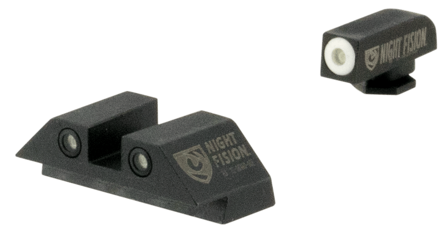 Night Fision GLK001003WGW Tritium Night Sights For Glock  Green Tritium White Outline Front Sight- Green Tritium White Outline Rear Sight Glock 17/17L/19/22