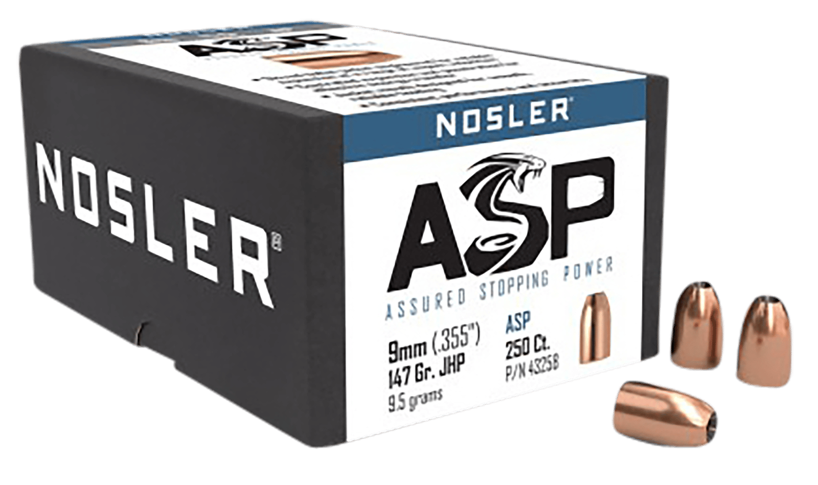 Nosler 43258 Assured Stopping Power  9mm 147gr Jacketed Hollow Point 250/Box