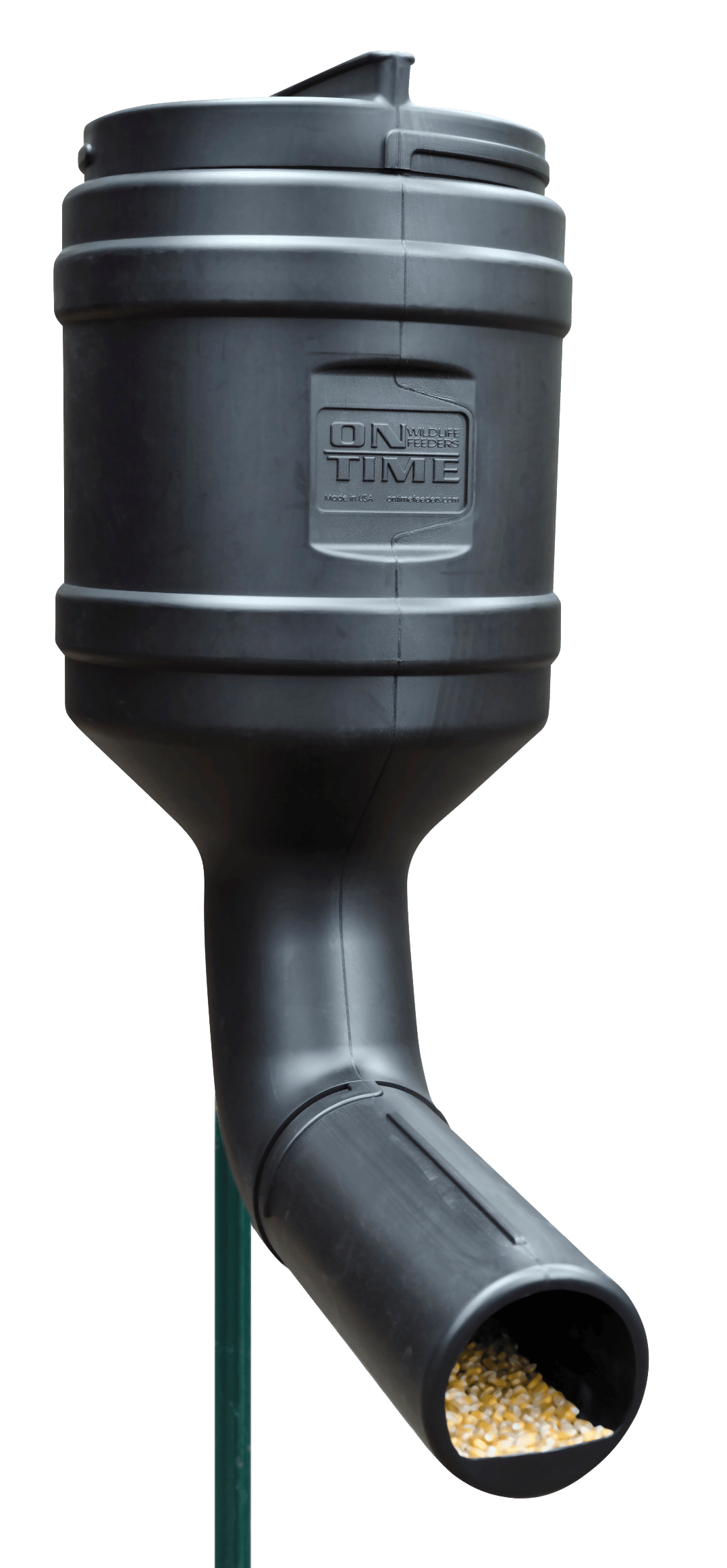 On Time 71800 T-Post Gravity Feeder Black UV Resistant Polyethylene with 80 lbs Capacity, Multi Mounting Options, Includes Mounting Bracket