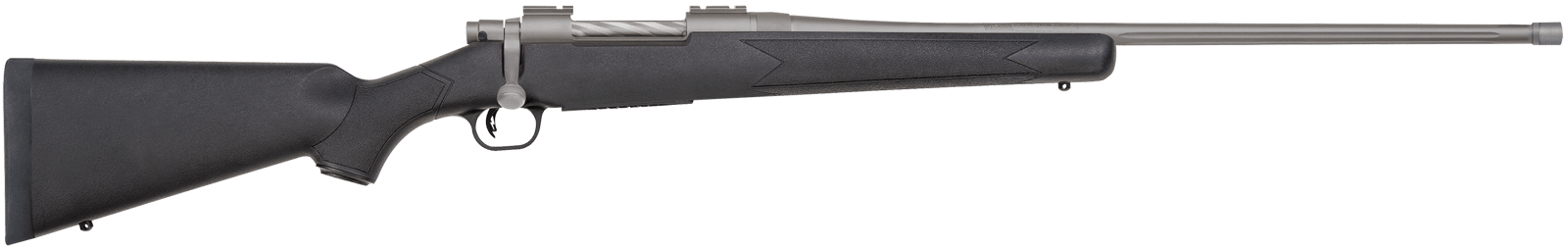 Mossberg 28135 Patriot  Full Size 300 Win Mag 3+1 24" Stainless Cerakote Fluted Barrel, Stainless Cerakote Receiver Drilled & Tapped, Black Fixed Synthetic Stock, Right Hand