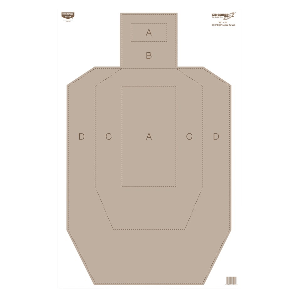 Birchwood Casey 37029 EZE-Scorer  IPSC Silhouette Paper Hanging Universal 23" x 35" Tan 5 Pack