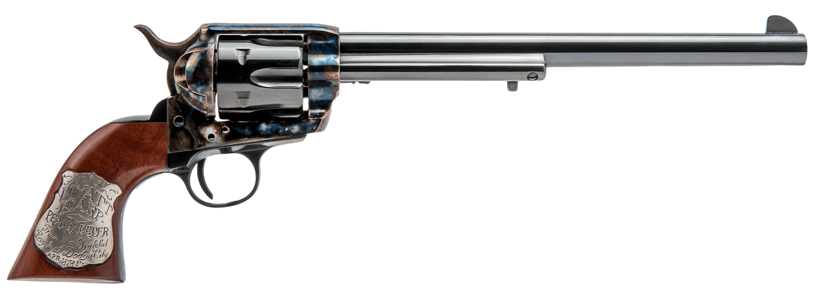 Cimarron CA558 Wyatt Earp Frontier Buntline Hollywood Series 45 Colt (LC) 6rd 10" Blued Steel Barrel & Cylinder Old Model Case Hardened Steel Frame with Walnut Grip