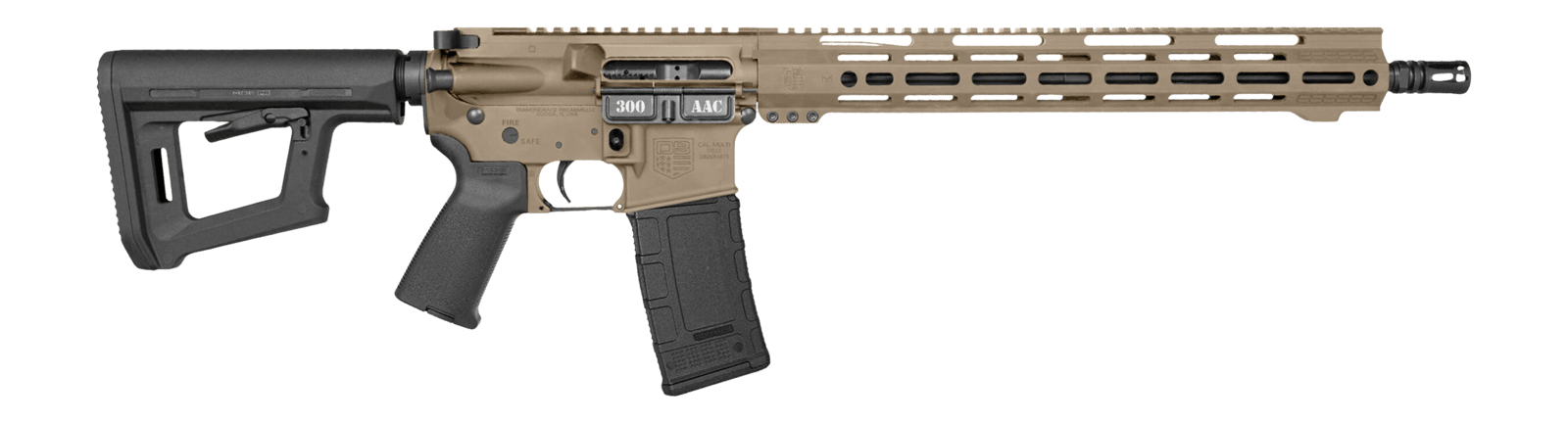 Diamondback DB1718B062 DB15  300 AAC Blackout 30+1 16" Black Nitride Threaded Barrel, Flat Dark Earth Cerakote Aluminum/Carbon Receiver w/Picatinny Rail Receiver, M-LOK Handguard, Magpul MOE Grip