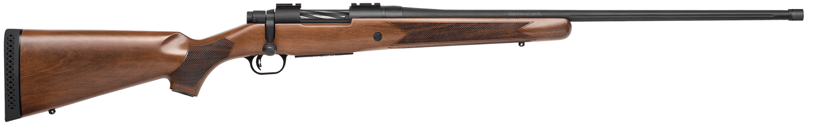 Mossberg 28236 Patriot  Full Size 6.5 PRC 4+1 24" Matte Blued Fluted Threaded Barrel, Drilled & Tapped Matte Blued Stainless Steel Receiver, Walnut Fixed Stock